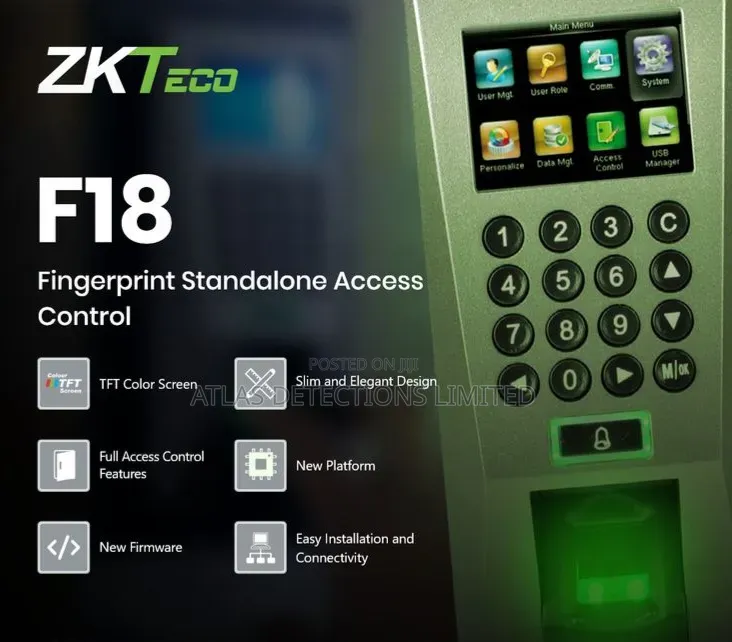 ZKTeco F18 Fingerprint Biometric Time Attendance & Door Access Control