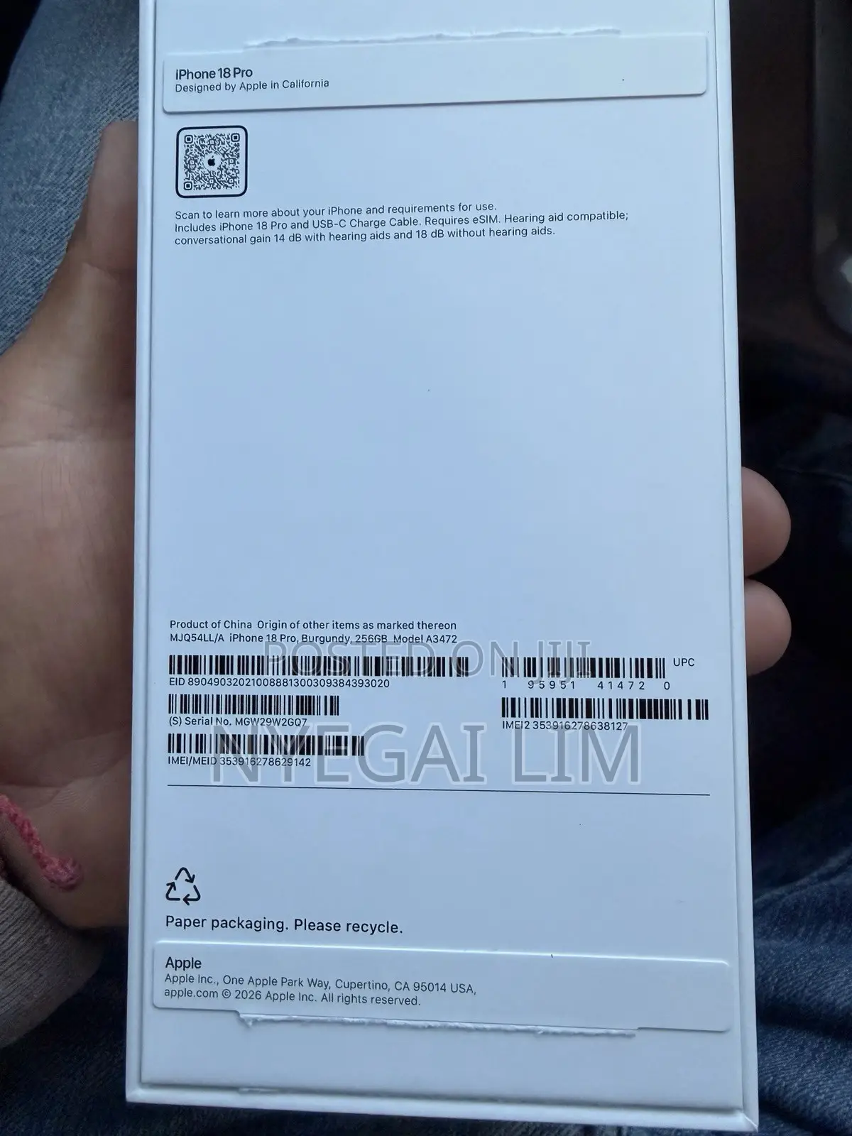 New Apple iPhone 18 Pro Max 2 TB Purple