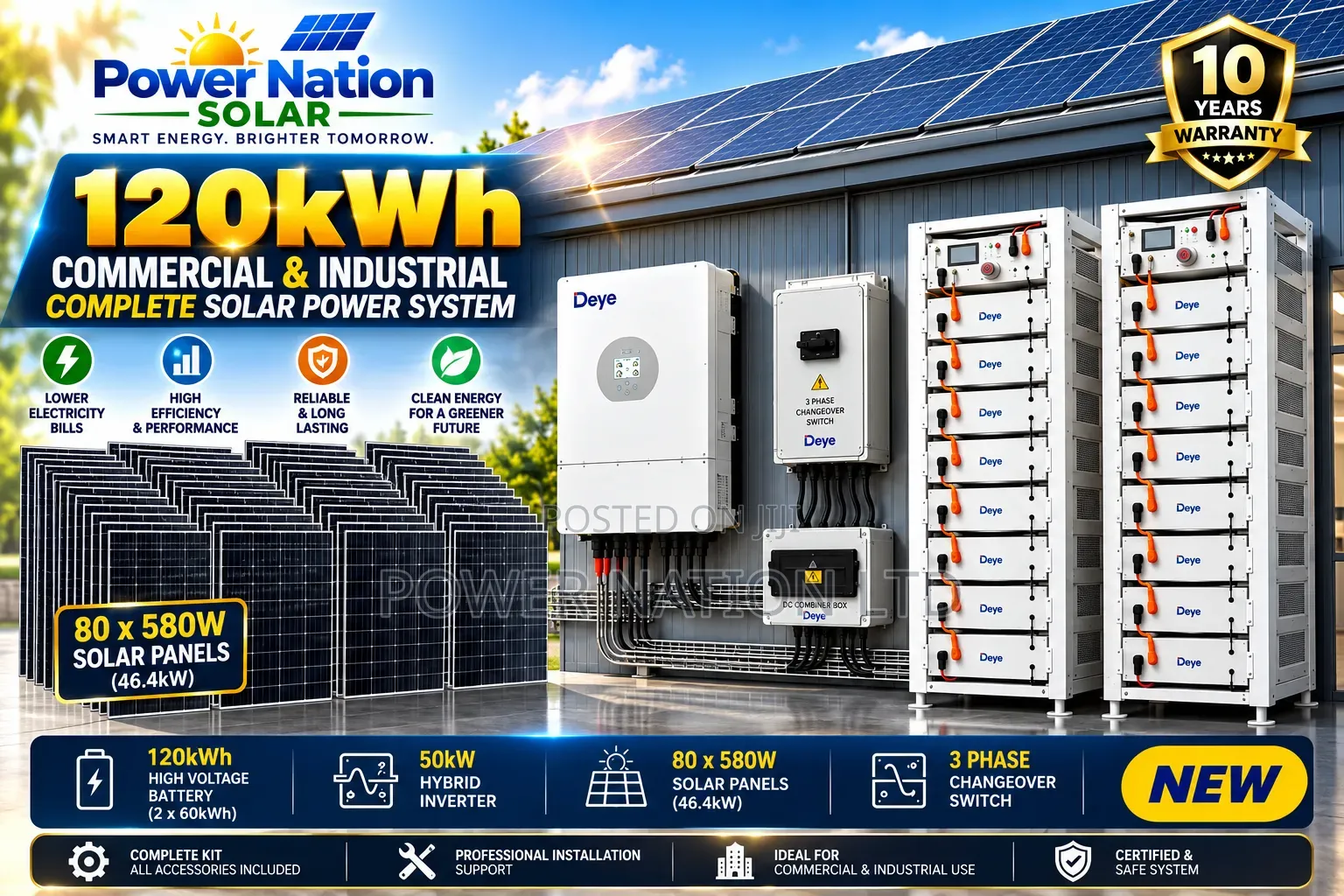 120kwh Megasun Top Hybrid Lithium Solar System Full Kit