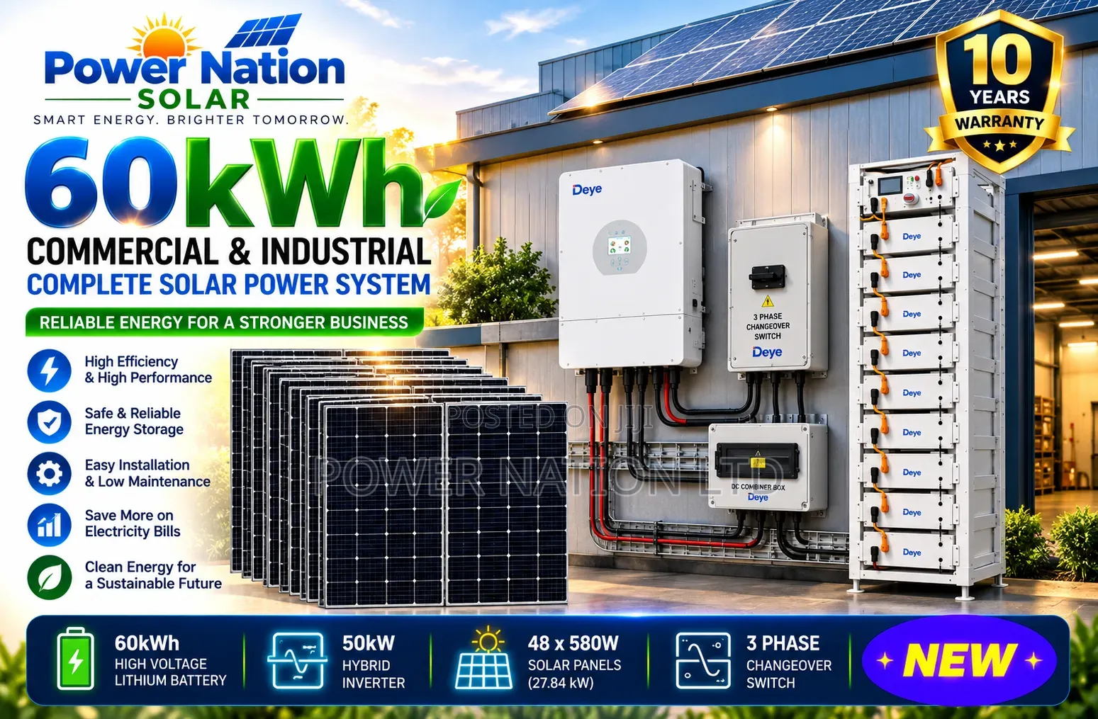60kwh Bump Power Energy Hybrid Lithium Solar System Full Kit