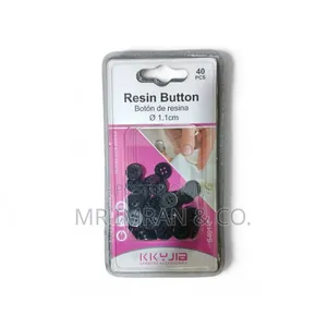 40 Black 4-Hole Resin Buttons (1.1 Cm in Diameter)