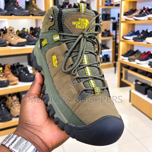 Men's Outdoor Hiking Boots – Olive Green & Brown Rugged Trekking Shoes