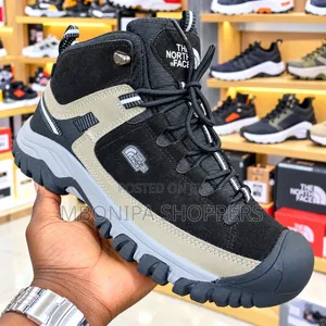 Men's Black & Khaki HighTop Outdoor Hiking Boots Rugged Non-Slip Shoes