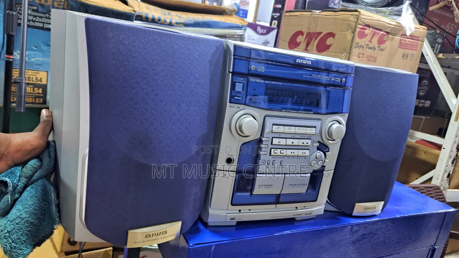 Aiwa NSX Blue Radio Receiver Speaker System