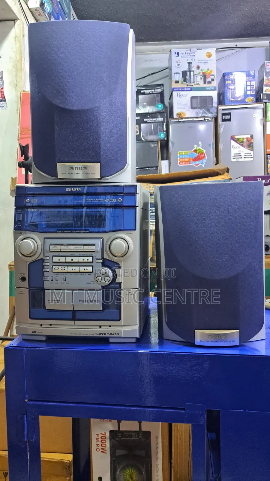 Aiwa NSX Blue Radio Receiver Speaker System