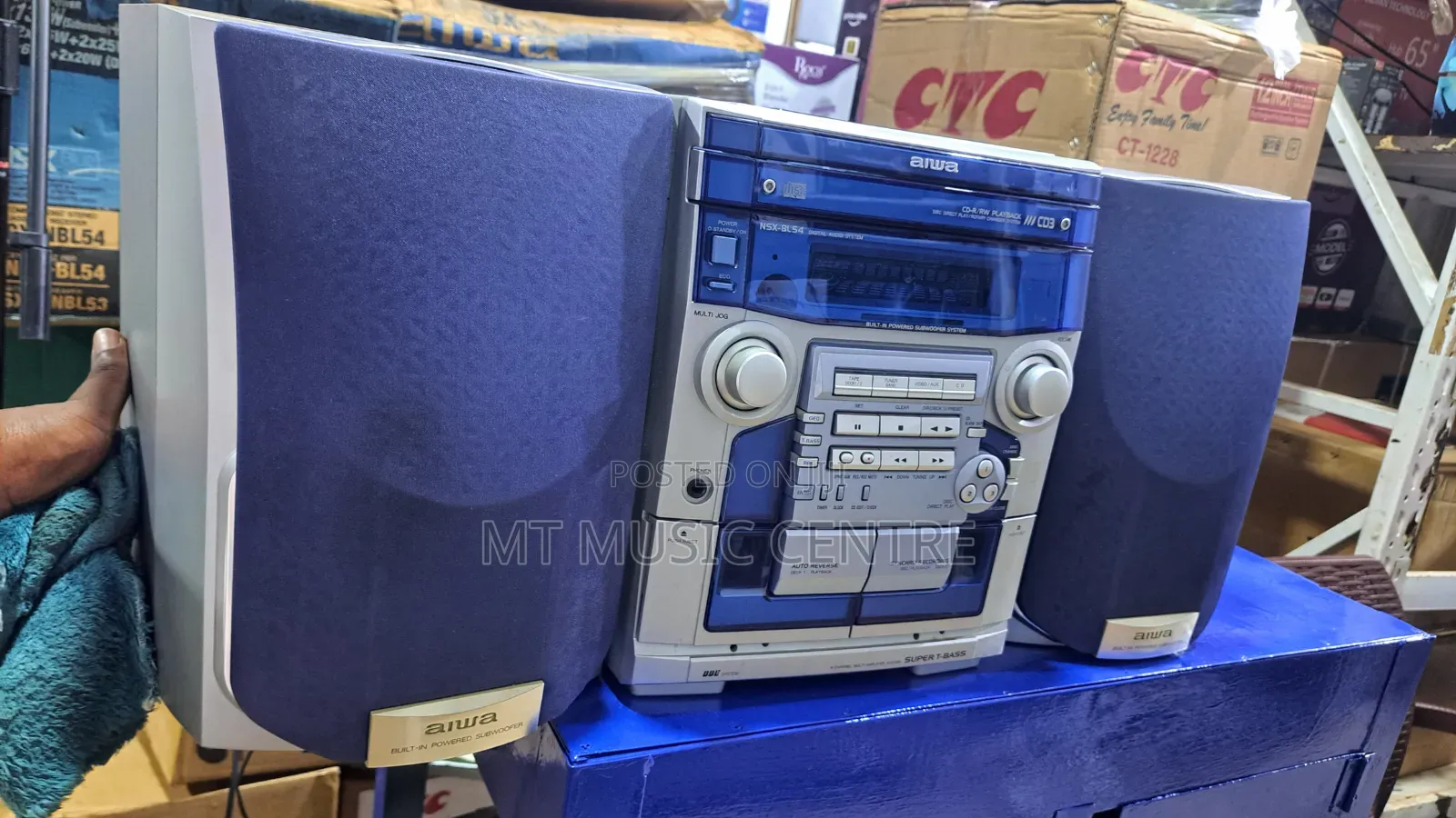 Aiwa NSX Blue Radio Receiver Speaker System