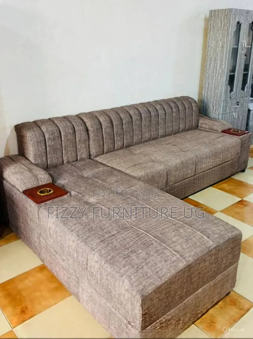 L Shaped Sofa Set in Brown Color