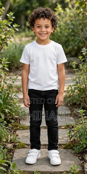 Kids White T Shirt and Black Jeans