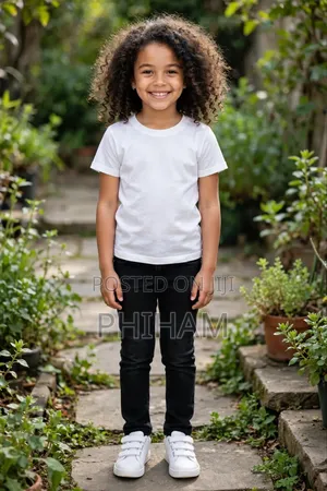 Kids White T Shirt and Black Jeans