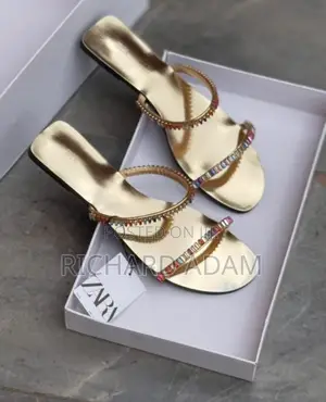 Zara Brown Chain Slide Sandals – Size 39 (Brand New)