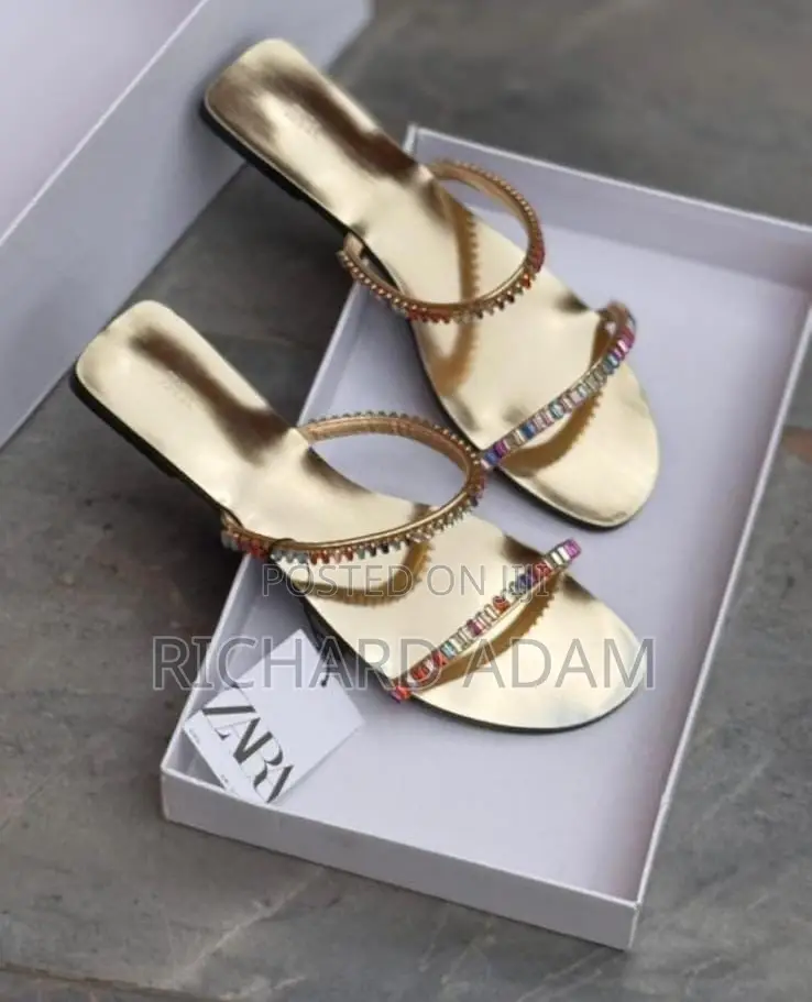 Zara Brown Chain Slide Sandals – Size 39 (Brand New)