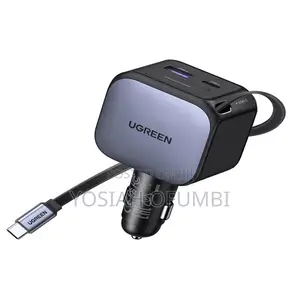 Ugreen Ec602 60w Car Charger 1 USB-C 1usb a Ports & Retractable Cable
