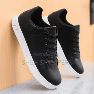 Men's Smart Casual Faux Leather Sneakers With White Soles