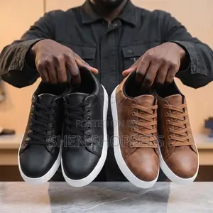 Men's Smart Casual Faux Leather Sneakers With White Soles