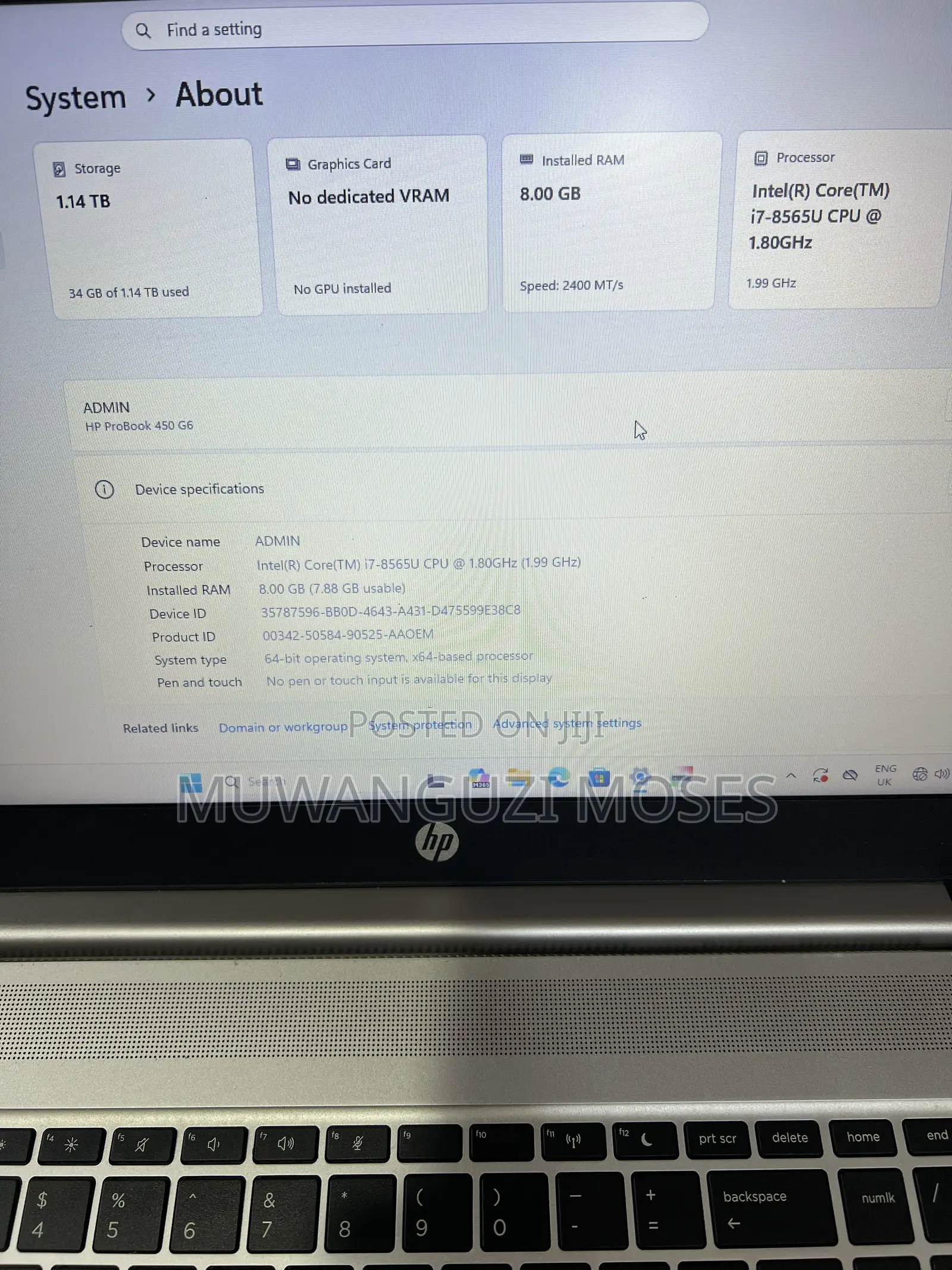Laptop HP ProBook 450 G6 8GB Intel Core i7 HDD+SSD 1T
