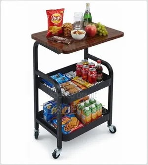 3-Tier Metal Rolling Storage Cart, Black Trolley Kitchen Organizer