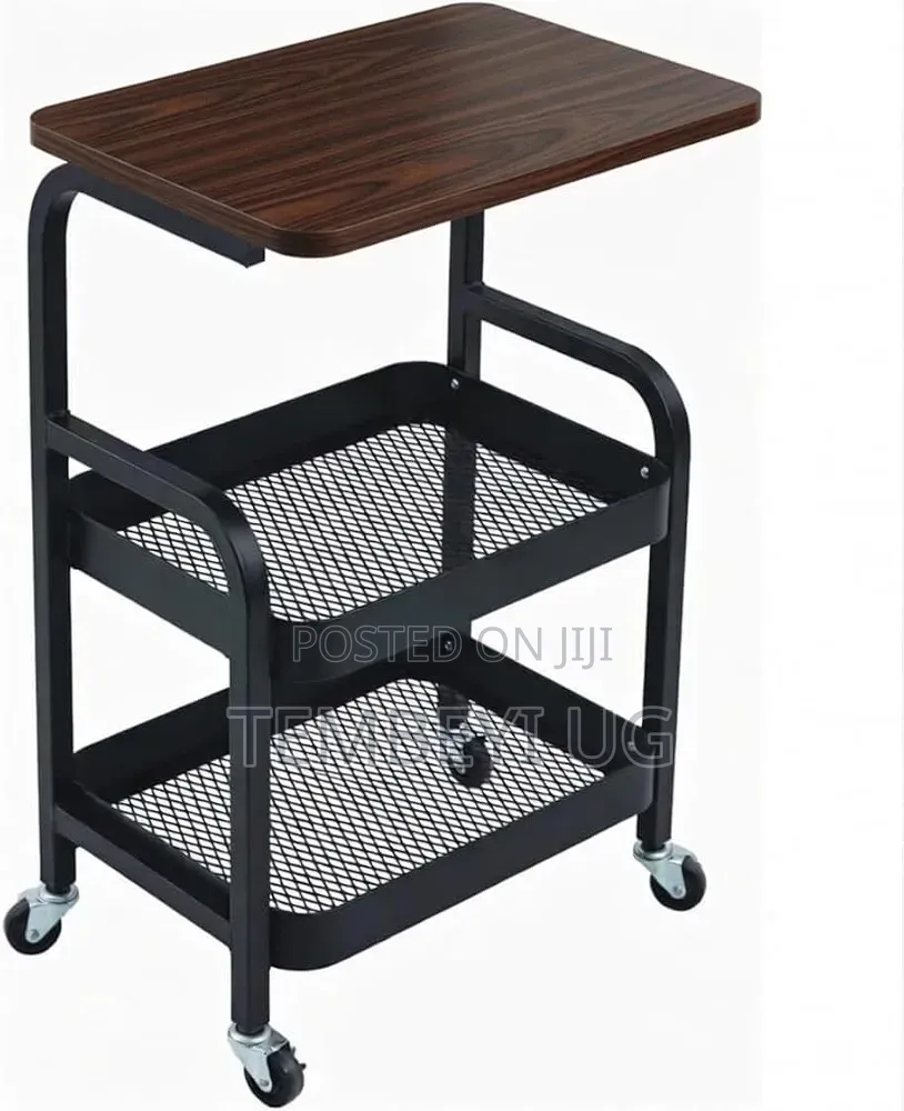 3-Tier Metal Rolling Storage Cart, Black Trolley Kitchen Organizer