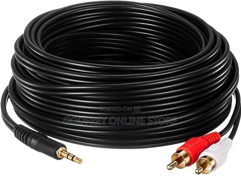 10m 3.5mm Aux to 2 Male RCA Audio Cable