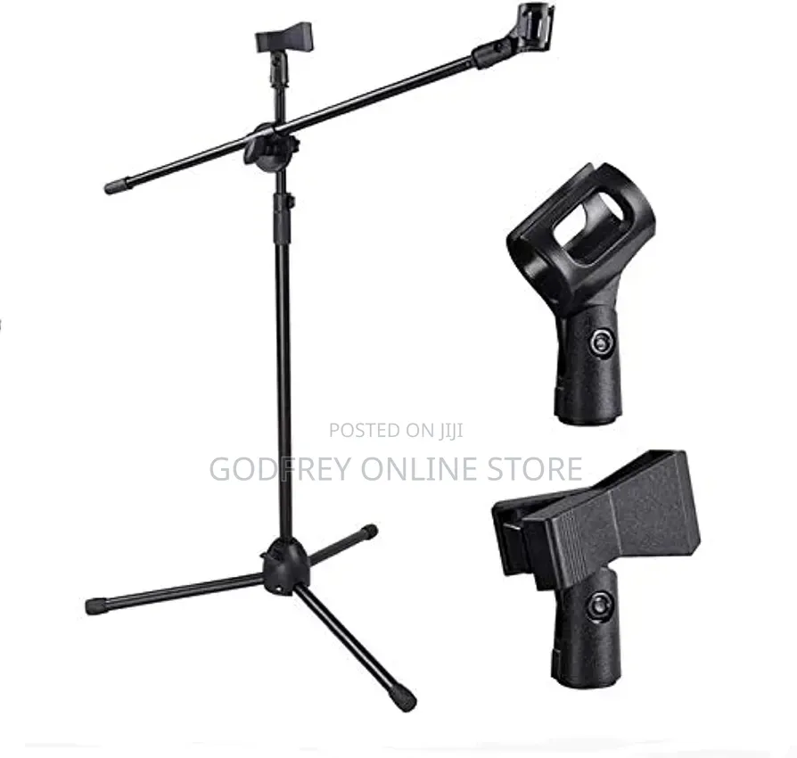 Tripod Microphone Stand With Two Clips for Microphones