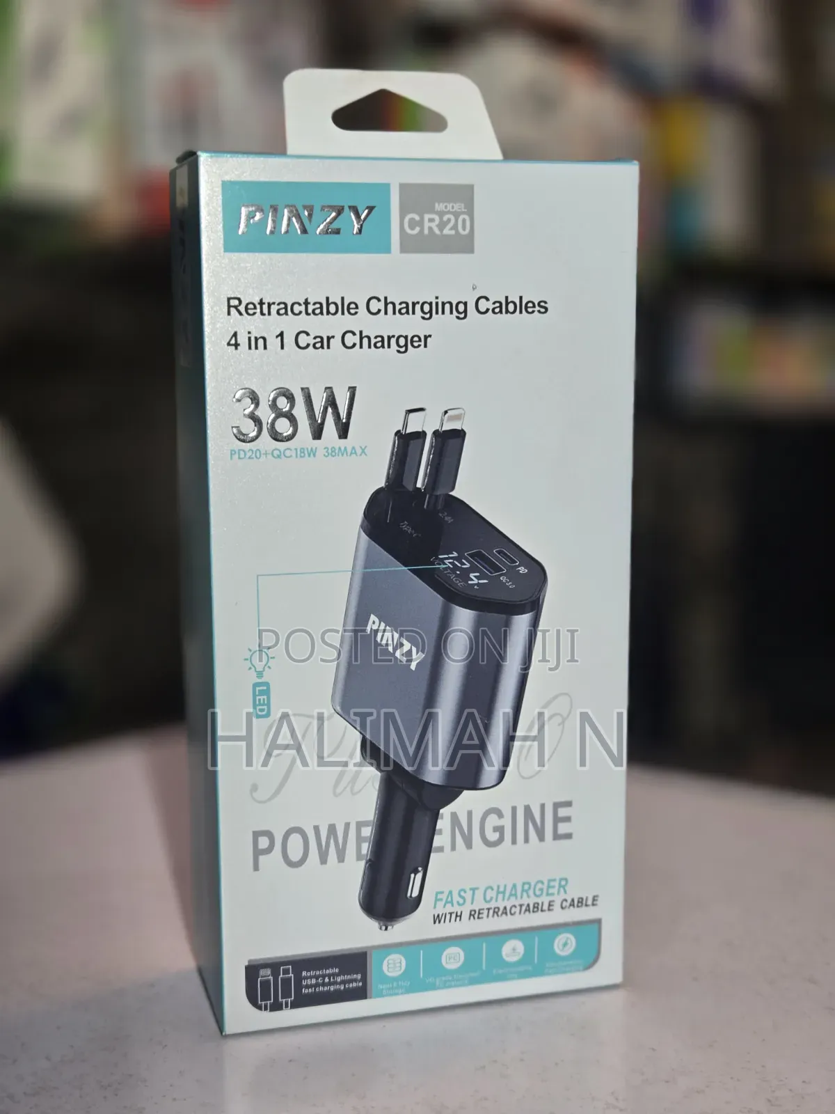 Fast Car Charger With Retractable Cables