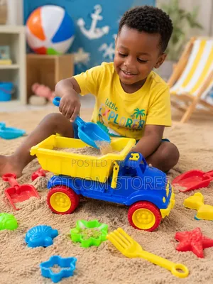 Blue and Yellow Beach Sand Toy Dump Truck Set