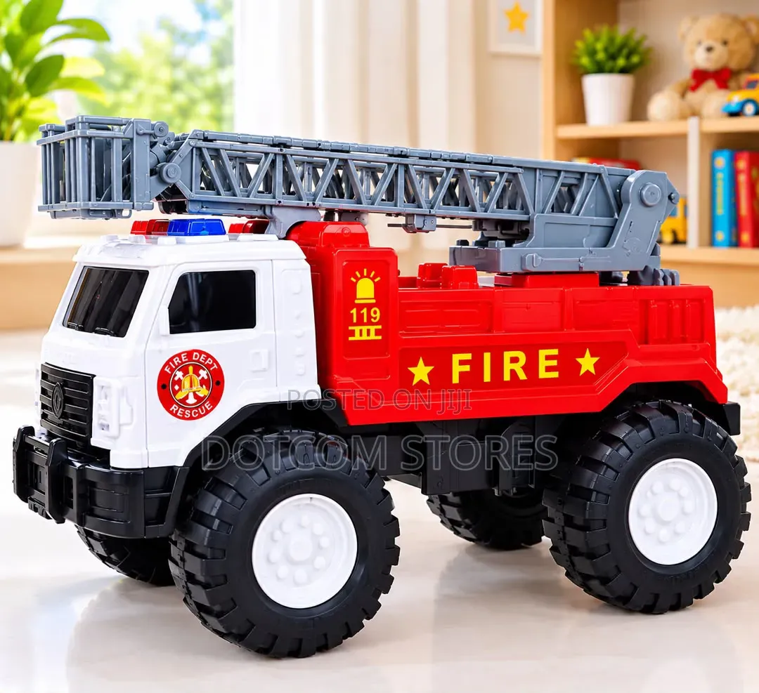Red and White Toy Fire Engine Monster Truck