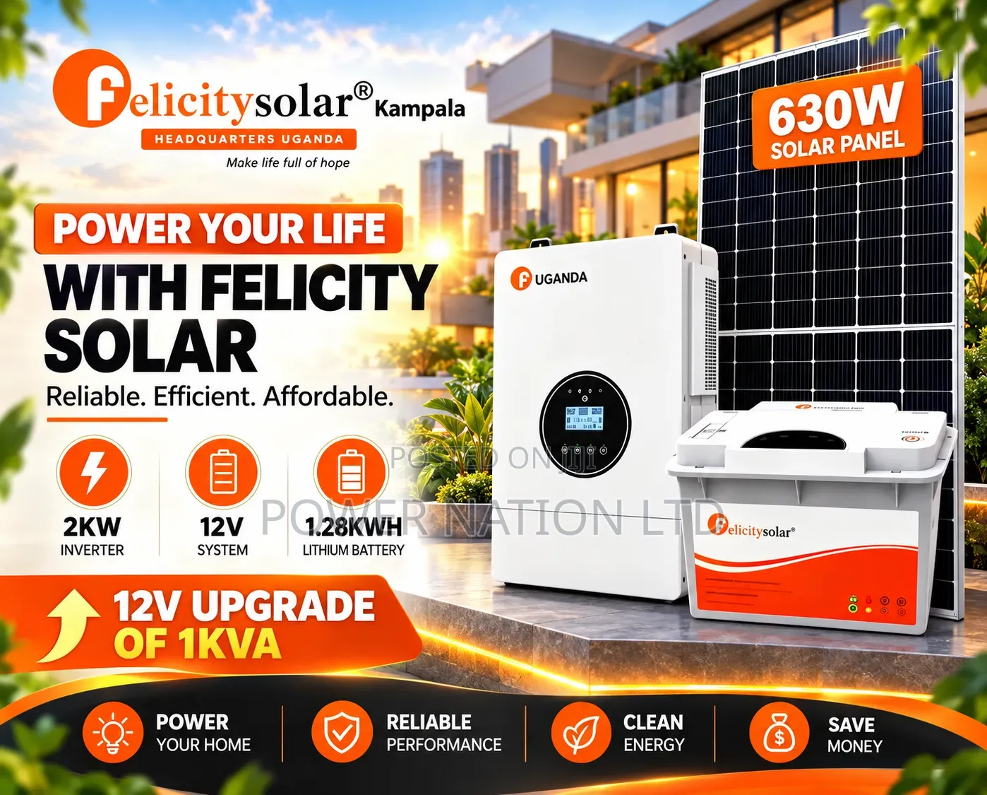 1.28kwh 12v Felicity Massive Clean Energy Hybrid/Lithium Solar System