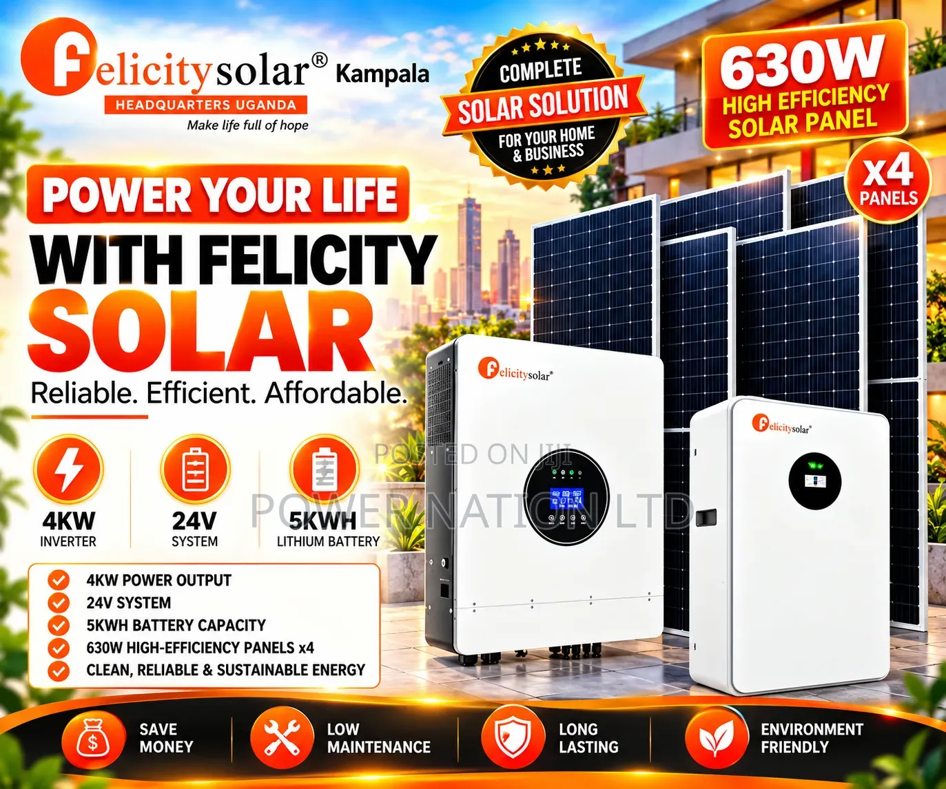 5kwh 24v Felicity Massive Clean Energy Hybrid /Lithium Solar System