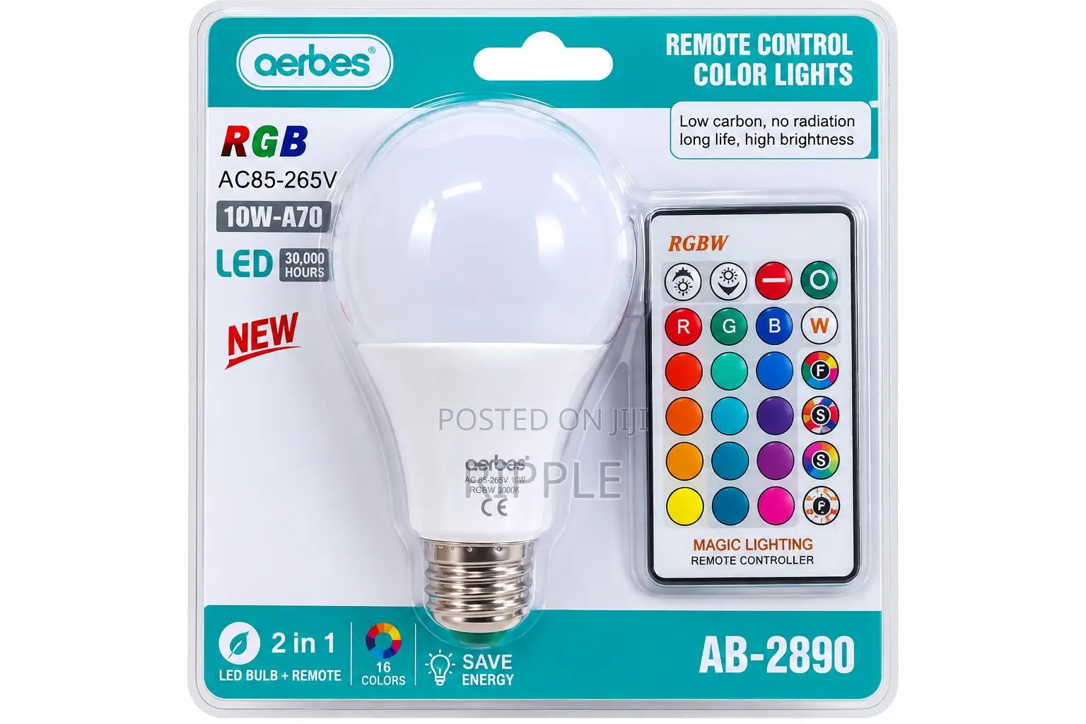 Aerbes 10W RGB LED Bulb – 16 Colors Remote Control Light