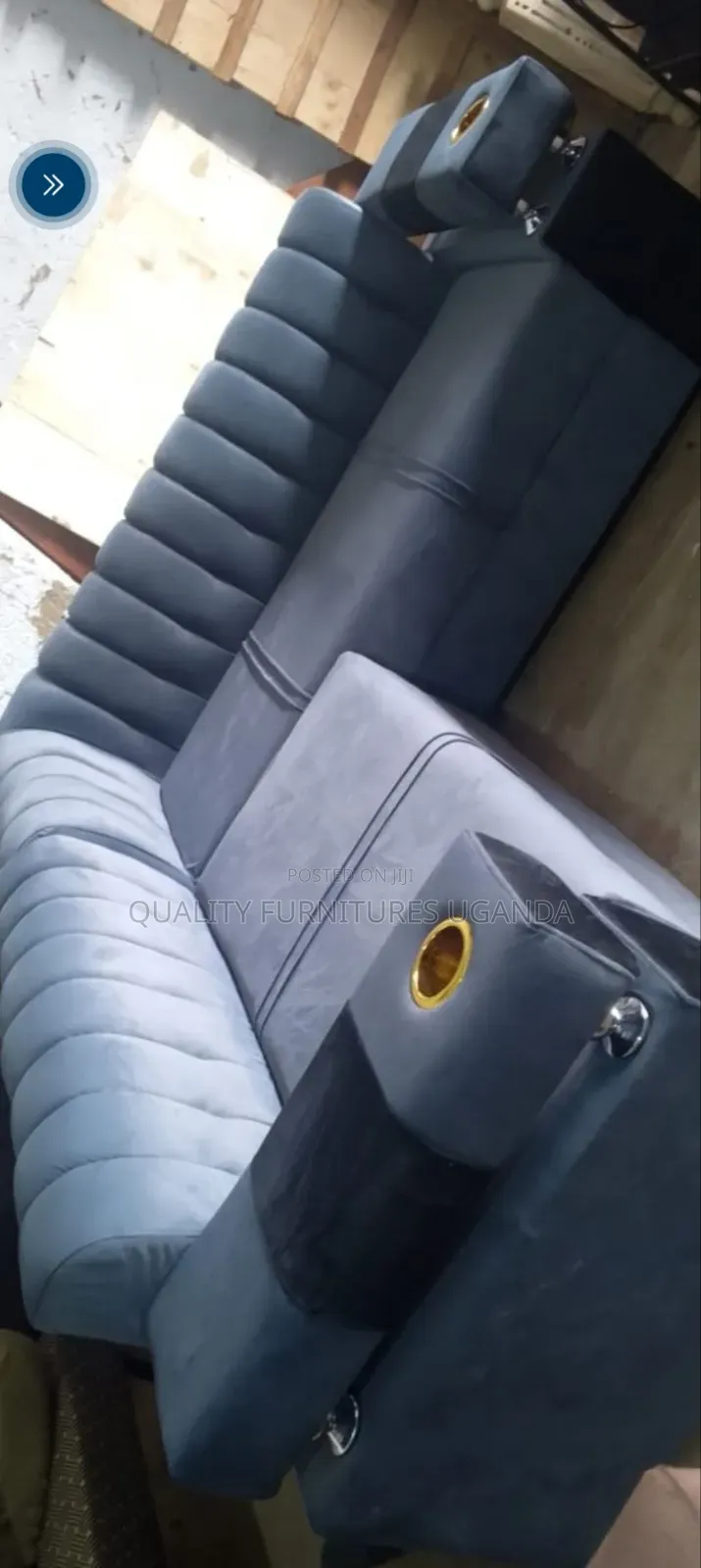 5 Seater Gray L Sofa Set