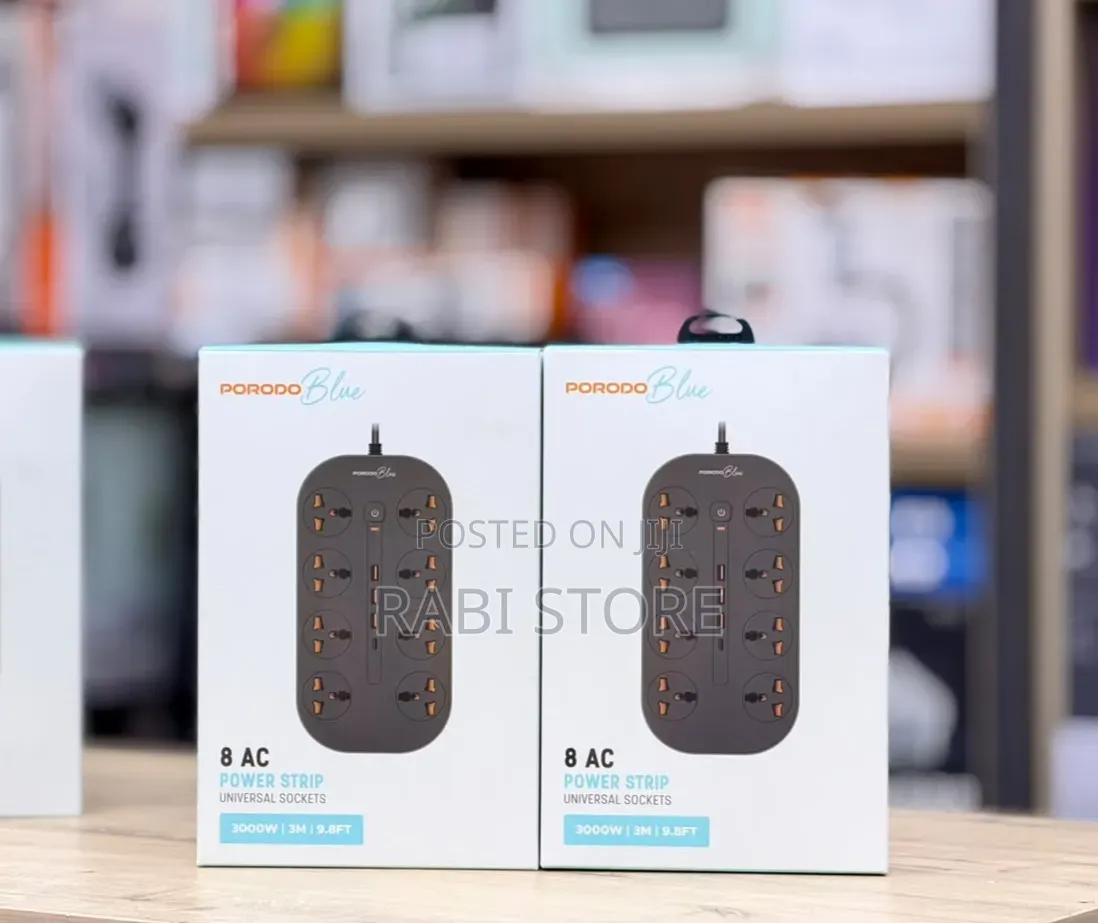 Porodo 8 AC Power Extension, 1 USB-C & 3 USB-A, 3m Long, UK Plug