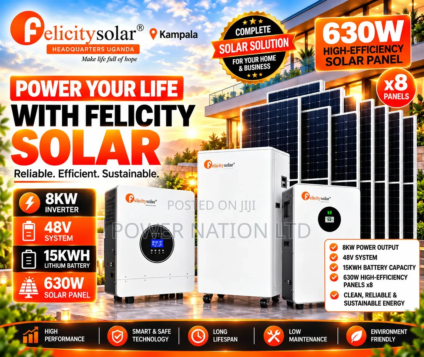 15kwh 8kva 48v Felicity Massive Clean Energy Solar System Full Kit