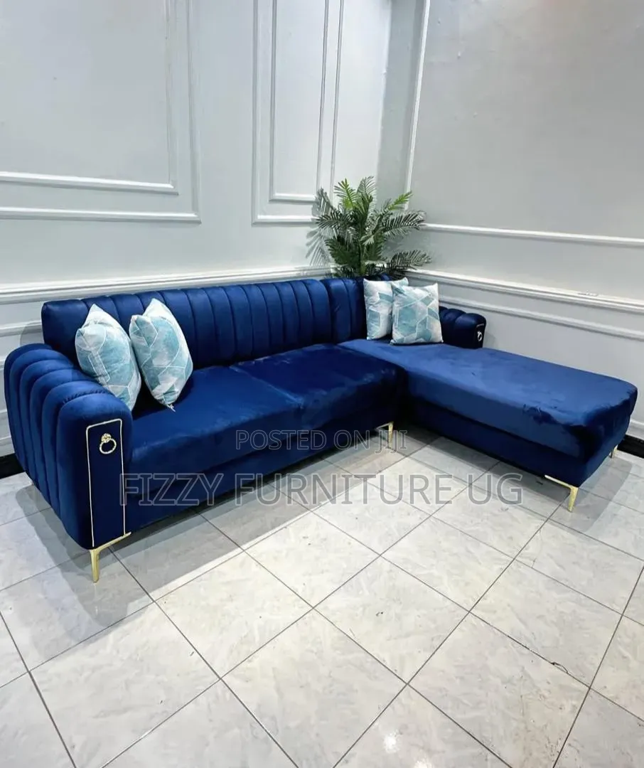L Shaped Sofa Set in Blue