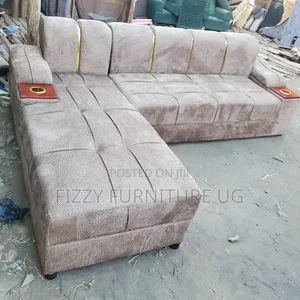 L Shaped Sofa Set in Brown Color