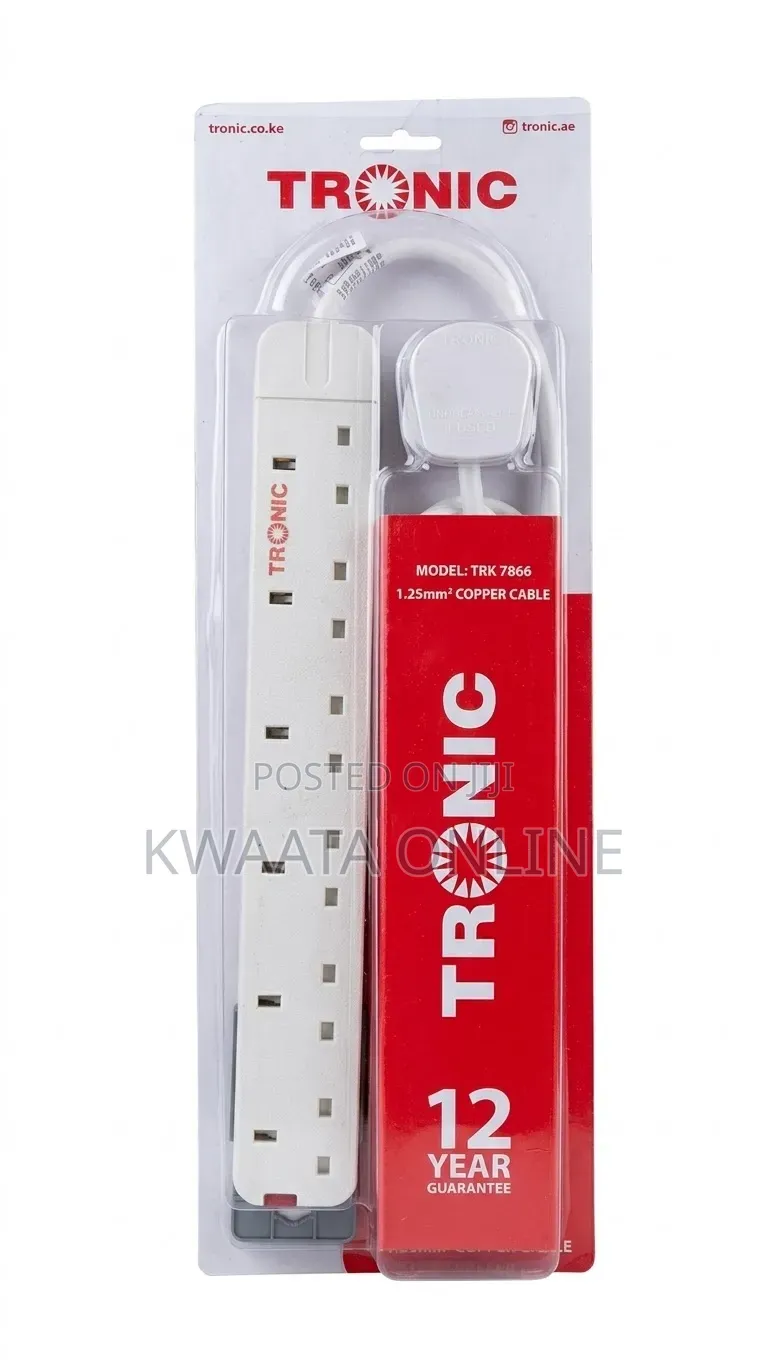 TRONIC Extension Power Strip – 6-Way Socket With 1.25mm2 Copper Cable