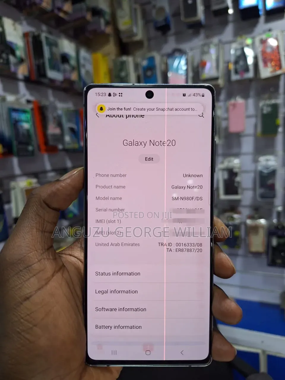 Samsung Galaxy Note 20 5G 256 GB Gold