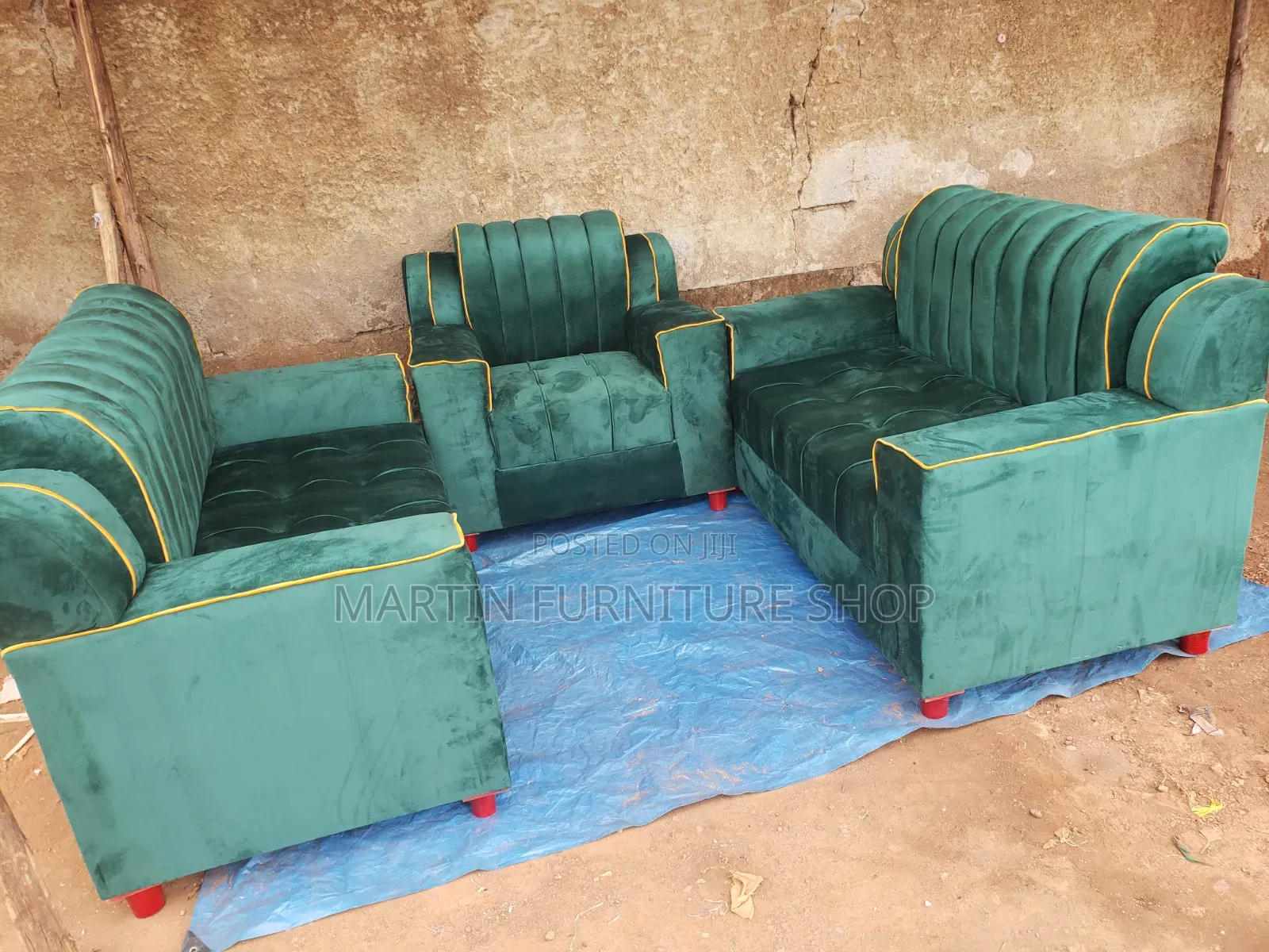 5 Seater Sofa Set 2,2,1 Pure Green Readily Available for Sale