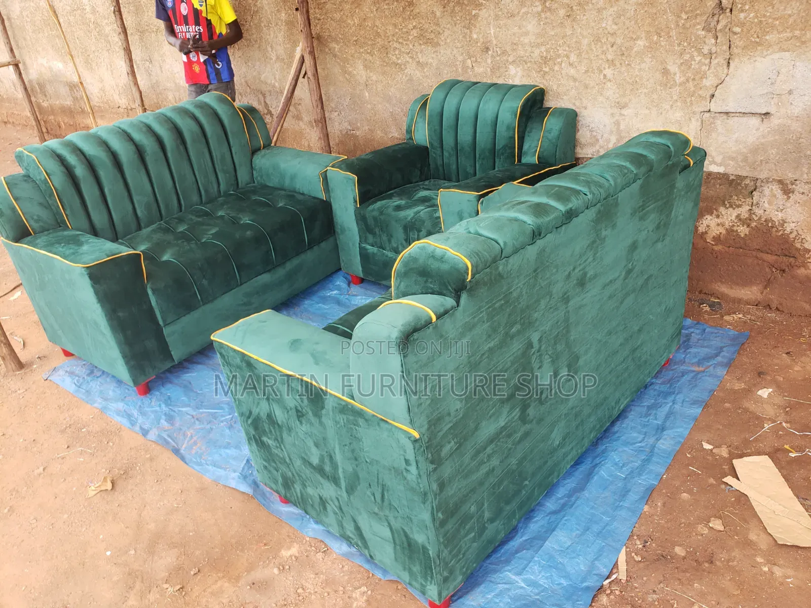 5 Seater Sofa Set 2,2,1 Pure Green Readily Available for Sale