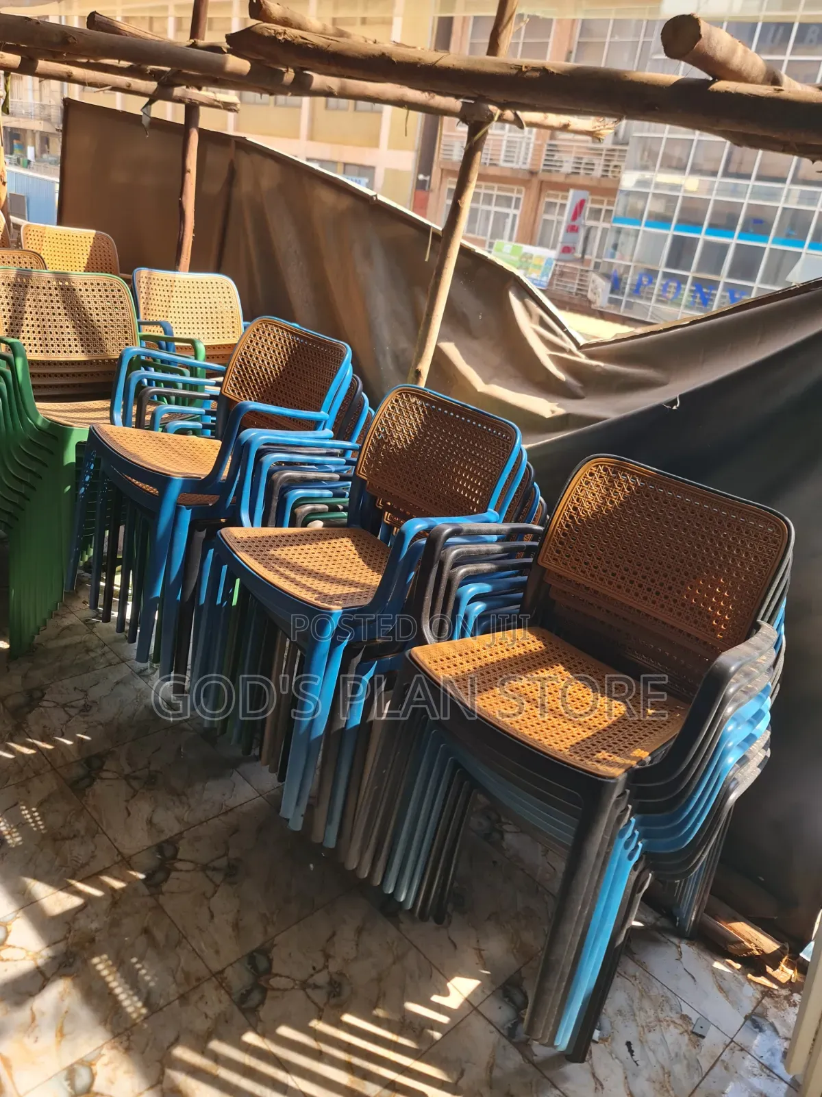 Blue Framed Plastic Chairs Plastic Chairs for Bars Garden Beach Hotels