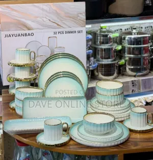32Pc Blue Camouflage Dinner Set