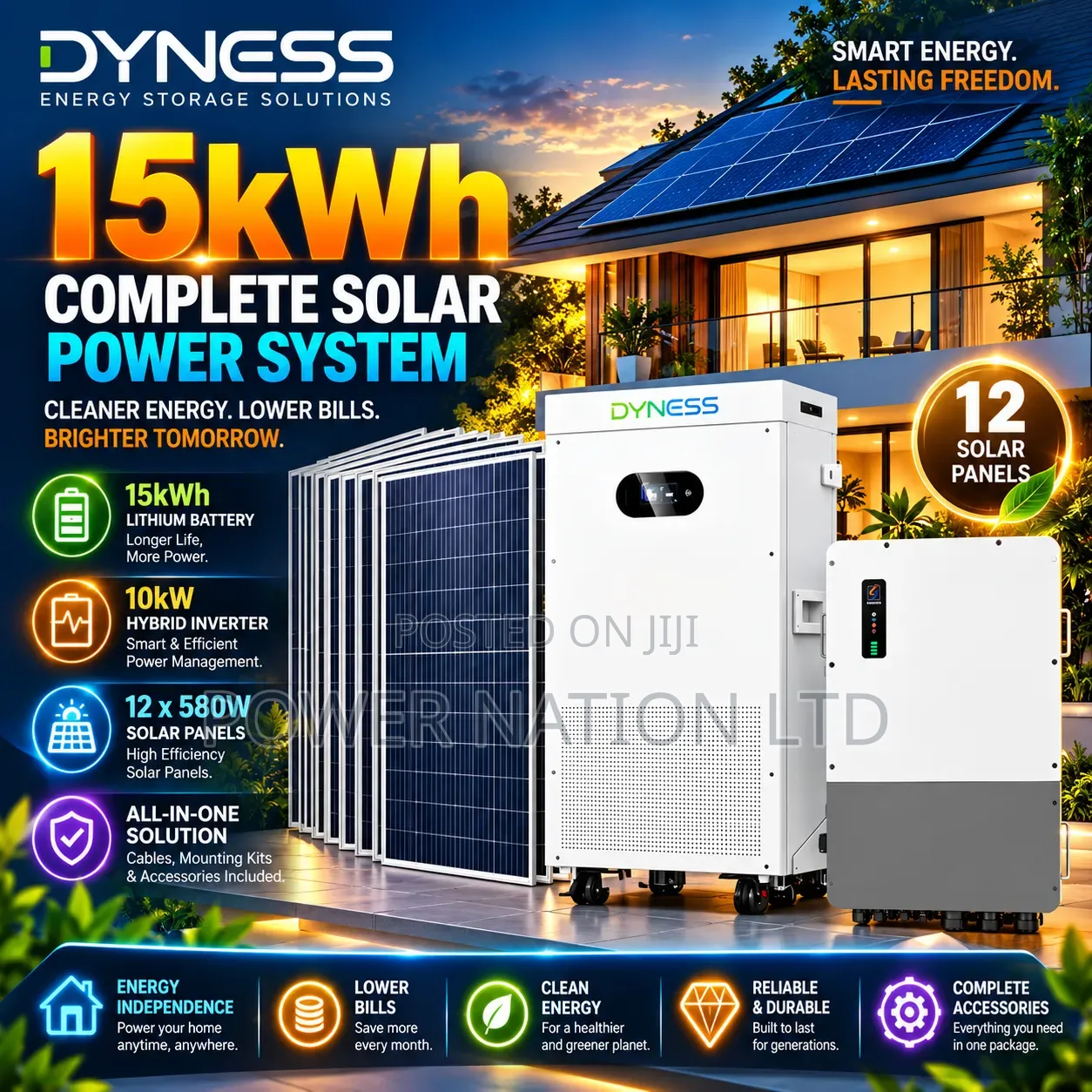 15kwh 48v Dyness Massive Clean Energy Hybrid Lithium Solar System Kit
