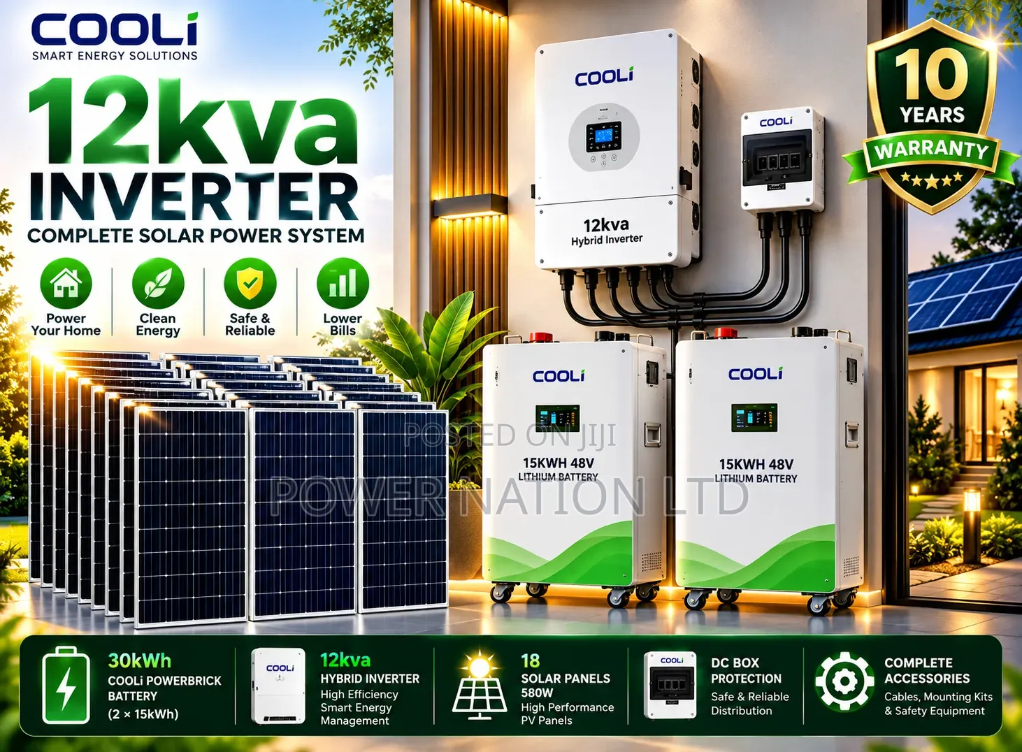 30kwh 48v Cooli Massive Clean Energy Hybrid Lithium Solar System Kit