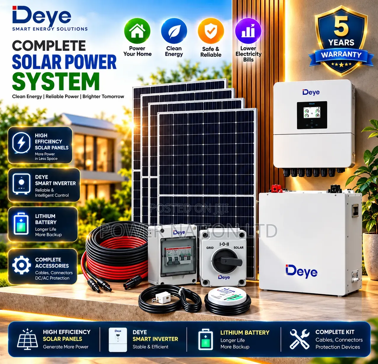 5kwh 48v Deye Massive Clean Energy Hybrid Lithium Solar System Kit