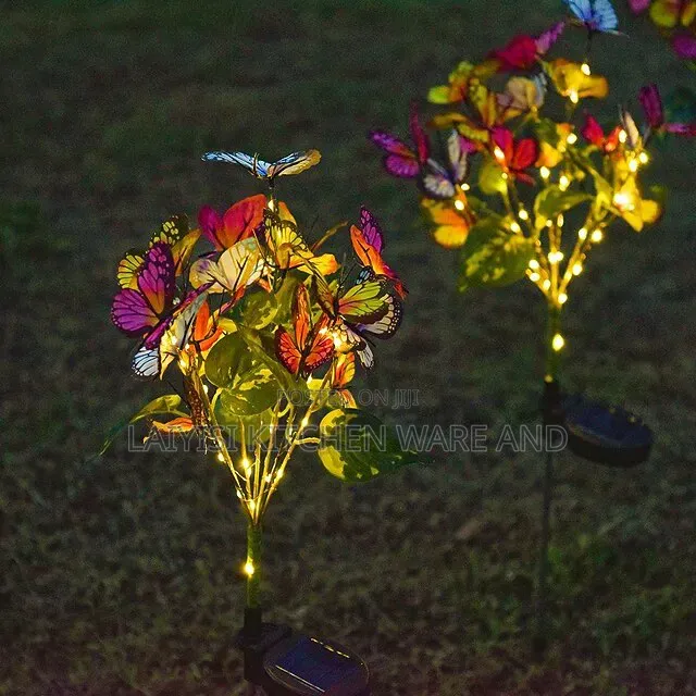 Solar Garden Lights Muticolor LED Butterfly Flower Outdoor Waterproof