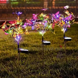 Solar Garden Lights Muticolor LED Butterfly Flower Outdoor Waterproof