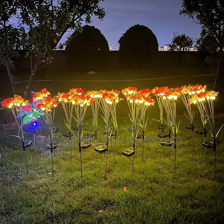 Solar Garden Lights Muticolor LED Butterfly Flower Outdoor Waterproof