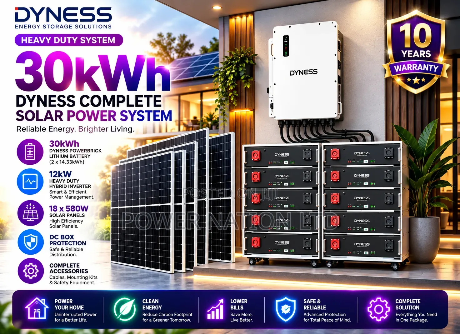 30kwh 48v Dyness Massive Clean Energy Hybrid Lithium Solar System Kit