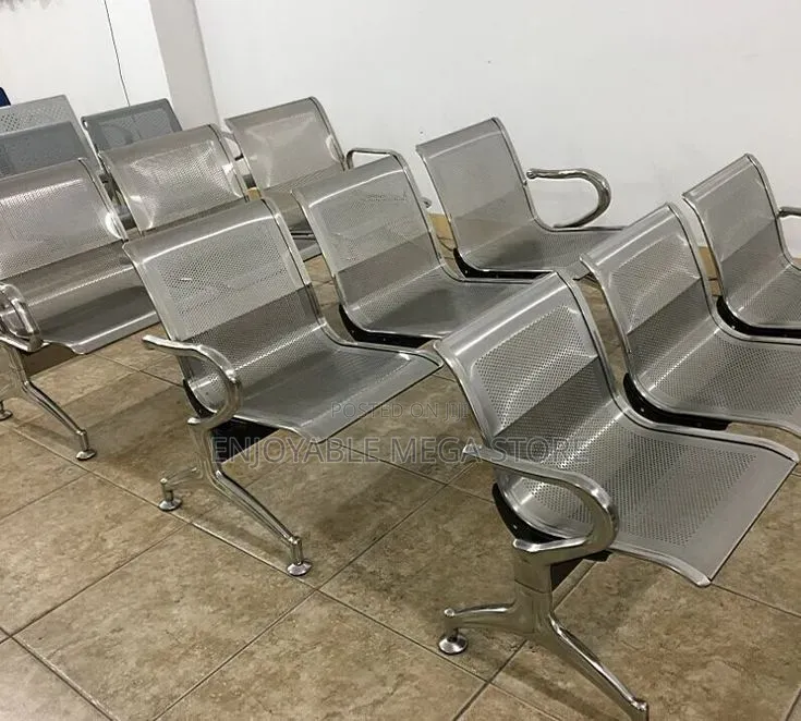 Metallic Office Waiting Chairs 3 Seaters