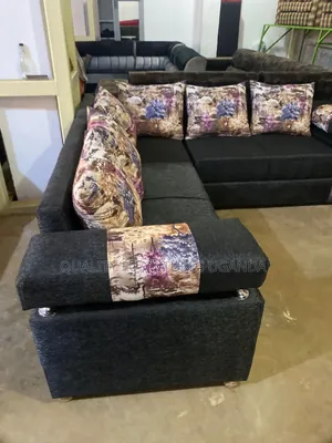4 Seater Fibre Pillow L Sofa Set