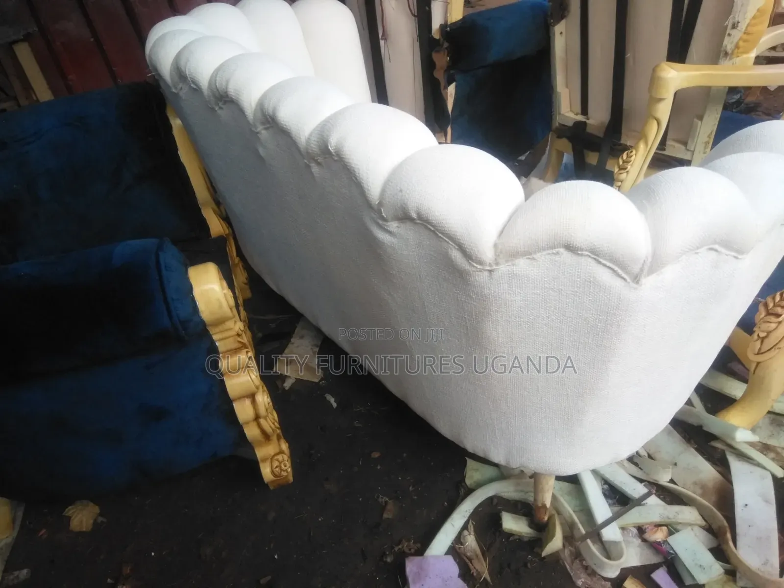 3 Seater White Basket Sofa